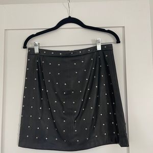 Zara black leather skirt with silver grommets